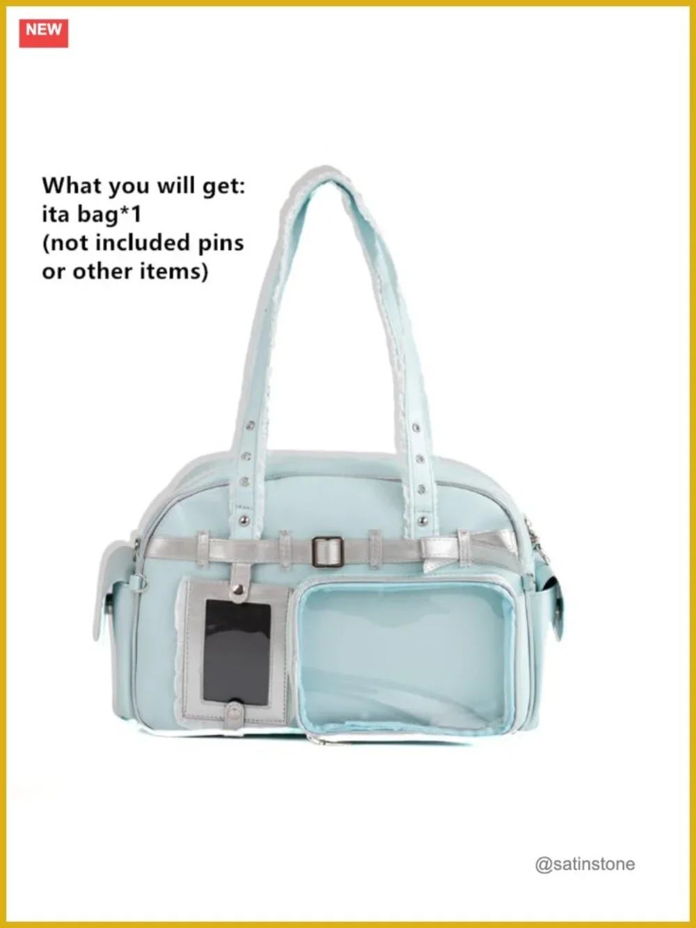 Large Ita Bag for Pin Display - Faux Leather Nylon Crossbody Tote with